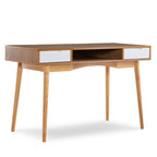 Bureau de travail moderne du milieu du siècle de 119 cm avec 2 tiroirs et une étagère ouverte