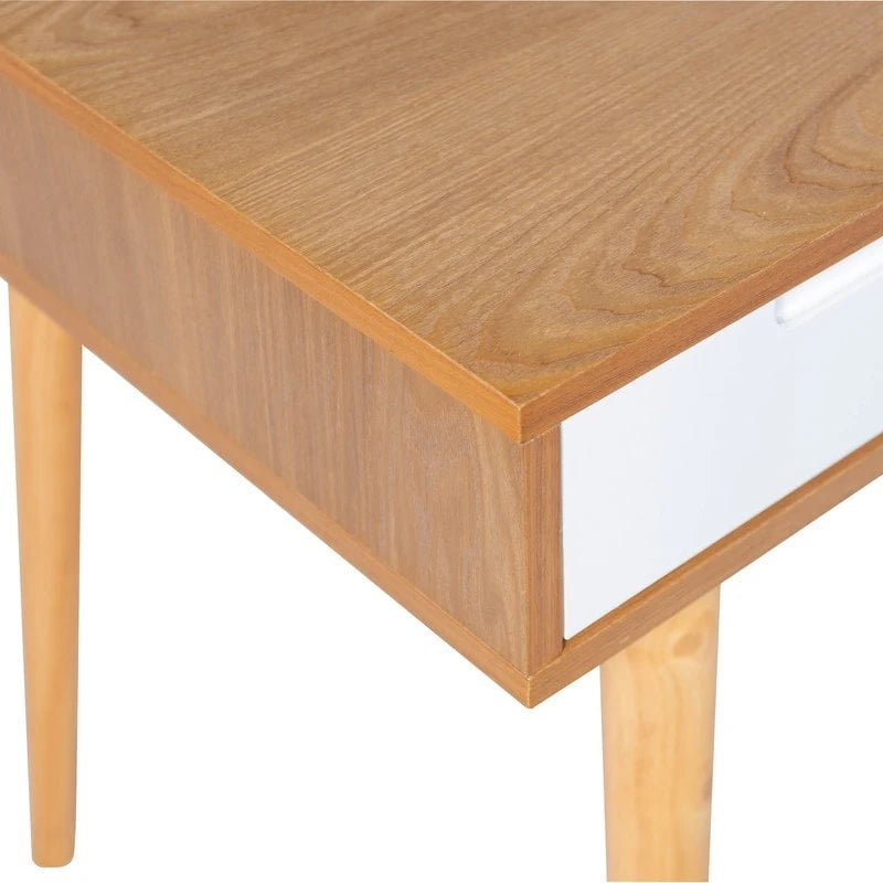 Bureau de travail moderne du milieu du siècle de 119 cm avec 2 tiroirs et une étagère ouverte
