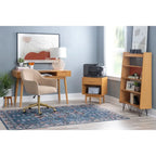 Bureau de travail moderne du milieu du siècle de 119 cm avec 2 tiroirs et une étagère ouverte