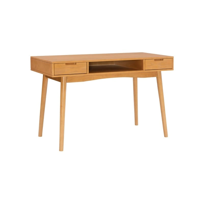 Bureau de travail moderne du milieu du siècle de 119 cm avec 2 tiroirs et une étagère ouverte