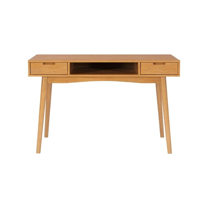 Bureau de travail moderne du milieu du siècle de 119 cm avec 2 tiroirs et une étagère ouverte