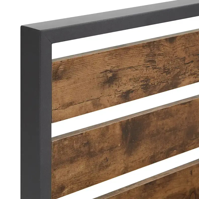 Lit plateforme métallique bas avec panneaux finition bois – Grand lit et très grand lit