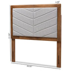 Tête de lit jumeaux moderne en tissu gris capitonné à chevrons et bois