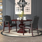 Chaise invitée noire traditionnelle – Dossier capitonné, clous décoratifs et accoudoirs rembourrés
