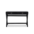 Bureau noir style campagne avec 2 tiroirs et pieds en X