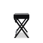 Bureau noir style campagne avec 2 tiroirs et pieds en X