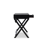 Bureau noir style campagne avec 2 tiroirs et pieds en X