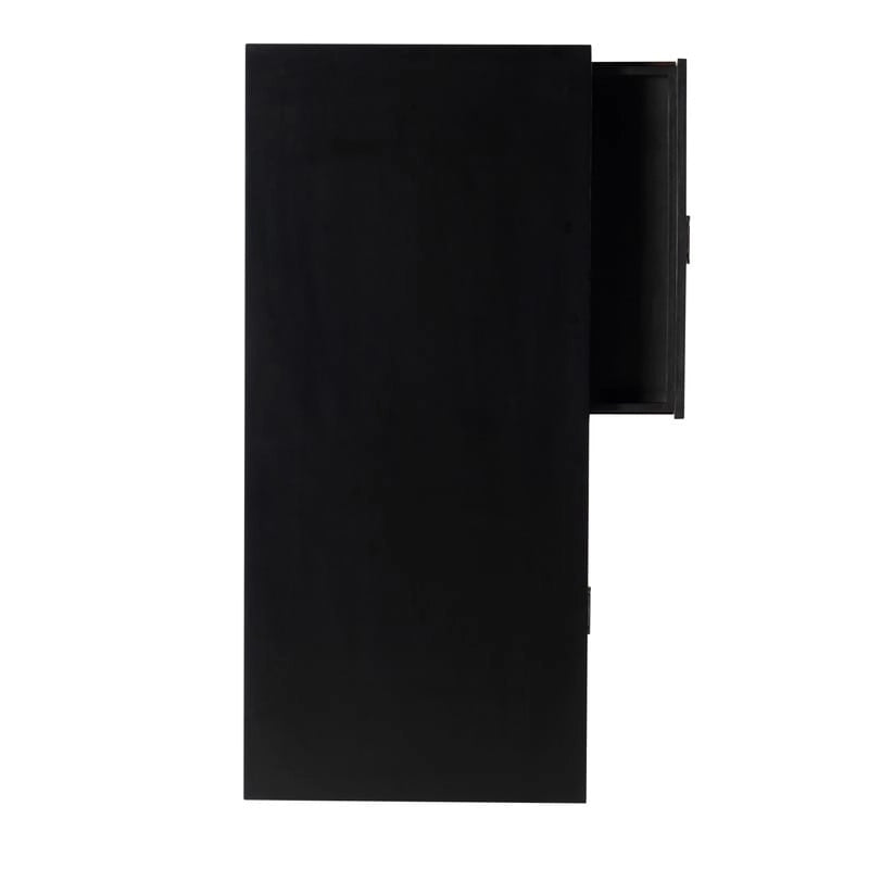 Bureau noir style campagne avec 2 tiroirs et pieds en X