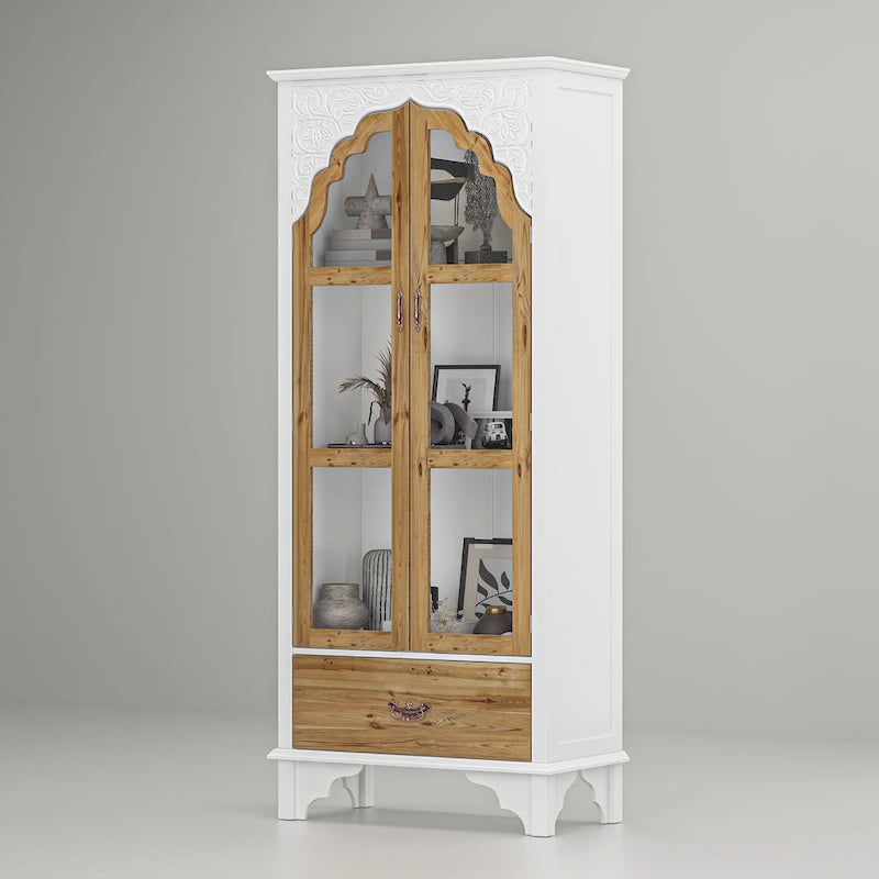 Vitrine/armoire de salle de bain en bois finition chêne - 180,1 x 80 cm (Hxl)