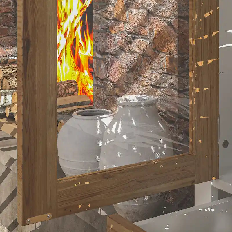 Vitrine/armoire de salle de bain en bois finition chêne - 180,1 x 80 cm (Hxl)