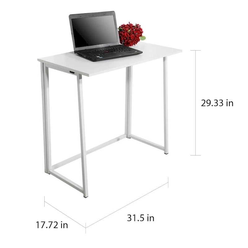 Bureau d'écriture pliable – Table de bureau PC compacte, MDF et cadre métallique