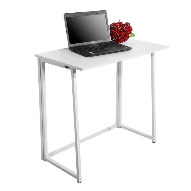 Bureau d'écriture pliable – Table de bureau PC compacte, MDF et cadre métallique