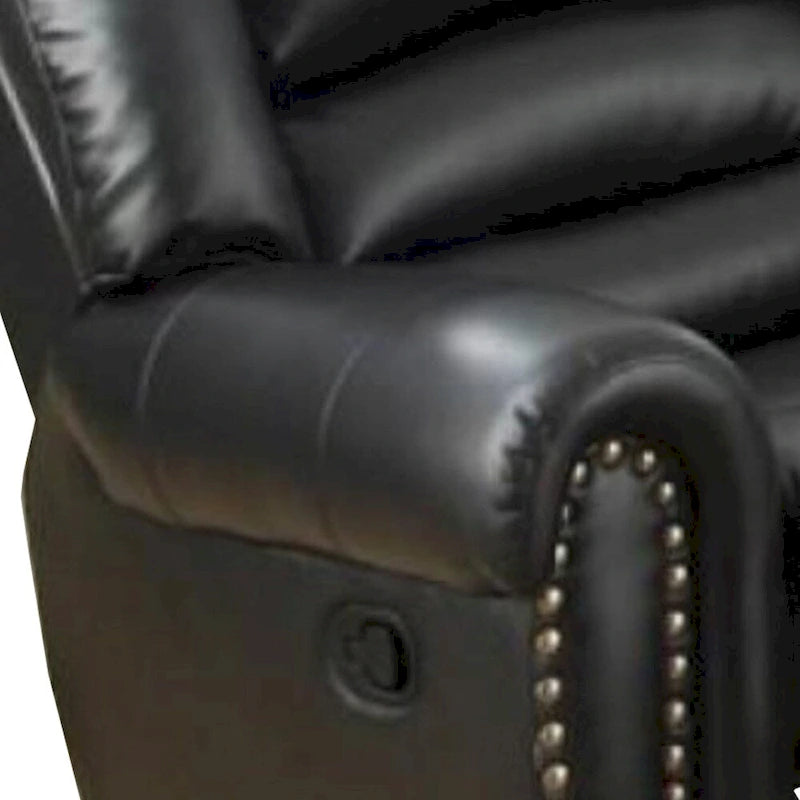 Fauteuil relax/à bascule en cuir reconstitué et contreplaqué, noir