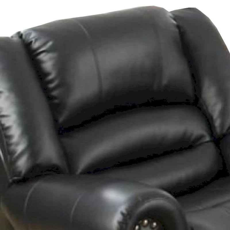 Fauteuil relax/à bascule en cuir reconstitué et contreplaqué, noir