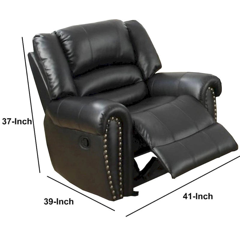 Fauteuil relax/à bascule en cuir reconstitué et contreplaqué, noir