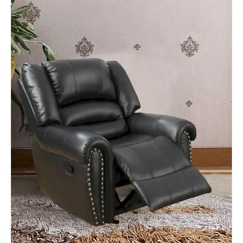 Fauteuil relax/à bascule en cuir reconstitué et contreplaqué, noir