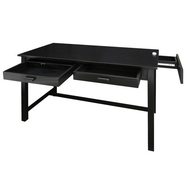 Bureau de travail de 48 po avec tiroir latéral dissimulé et serrure magnétique, noir