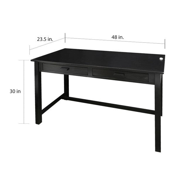 Bureau de travail de 48 po avec tiroir latéral dissimulé et serrure magnétique, noir