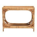 Console en rotin miel clair bohème moderne – Fabriquée à la main en Indonésie