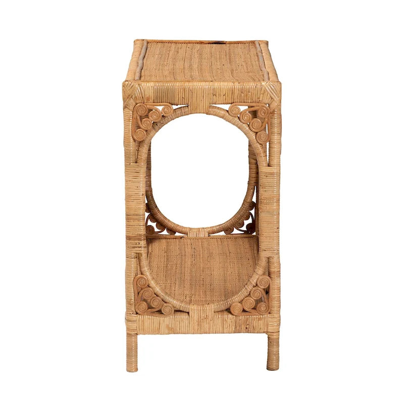 Console en rotin miel clair bohème moderne – Fabriquée à la main en Indonésie