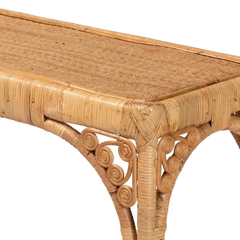 Console en rotin miel clair bohème moderne – Fabriquée à la main en Indonésie