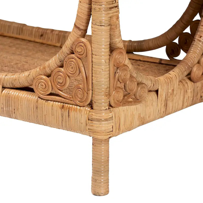 Console en rotin miel clair bohème moderne – Fabriquée à la main en Indonésie