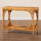Console en rotin miel clair bohème moderne – Fabriquée à la main en Indonésie