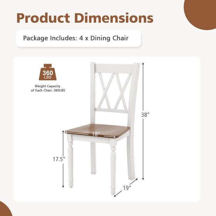 Chaises de cuisine rustiques en bois avec assise en hévéa - 18 x 19 x 38