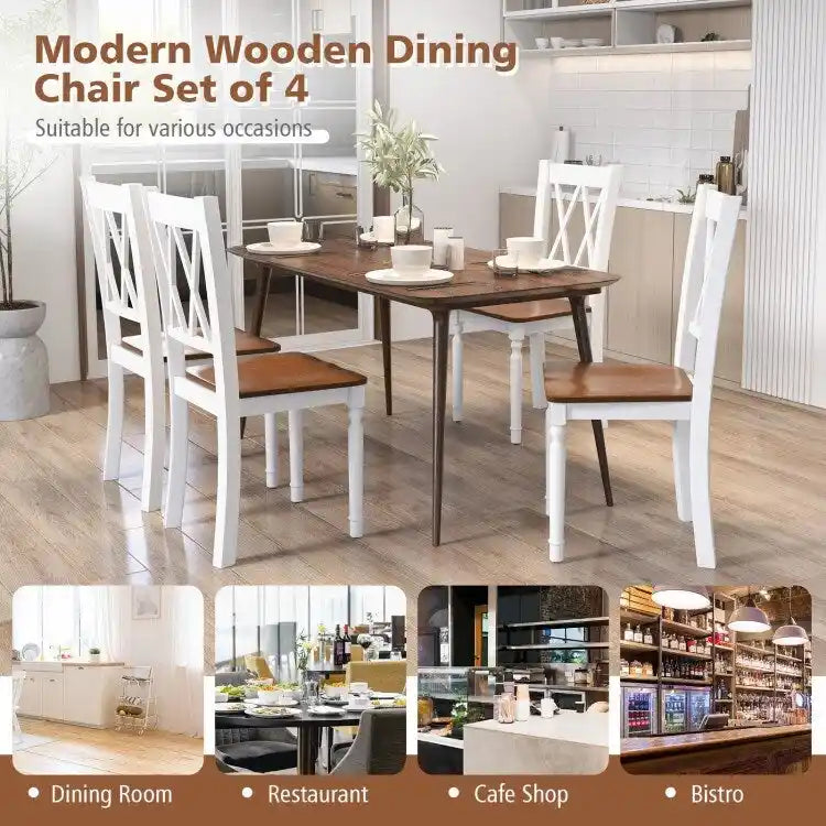 Chaises de cuisine rustiques en bois avec assise en hévéa - 18 x 19 x 38