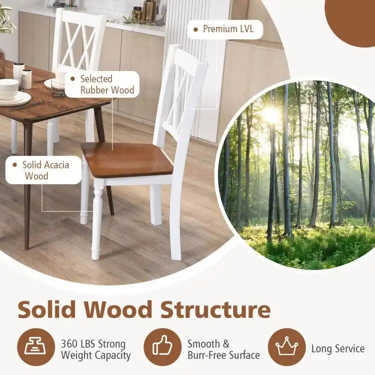 Chaises de cuisine rustiques en bois avec assise en hévéa - 18 x 19 x 38