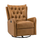 Fauteuil inclinable en cuir véritable style Mid-Century avec base en métal noir – Capitonnage, Clous décoratifs
