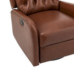 Fauteuil inclinable en cuir véritable style Mid-Century avec base en métal noir – Capitonnage, Clous décoratifs