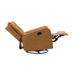 Fauteuil inclinable en cuir véritable style Mid-Century avec base en métal noir – Capitonnage, Clous décoratifs