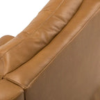 Fauteuil inclinable en cuir véritable style Mid-Century avec base en métal noir – Capitonnage, Clous décoratifs