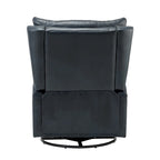 Fauteuil inclinable en cuir véritable style Mid-Century avec base en métal noir – Capitonnage, Clous décoratifs