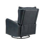 Fauteuil inclinable en cuir véritable style Mid-Century avec base en métal noir – Capitonnage, Clous décoratifs