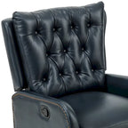 Fauteuil inclinable en cuir véritable style Mid-Century avec base en métal noir – Capitonnage, Clous décoratifs