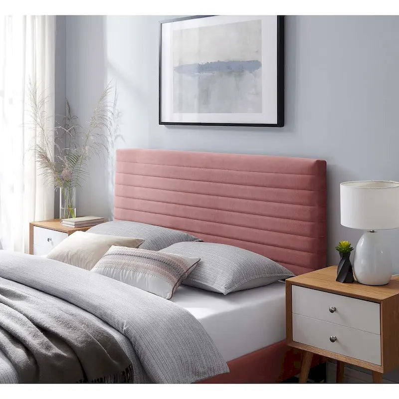 Tête de lit capitonnée en velours de performance pour lit double