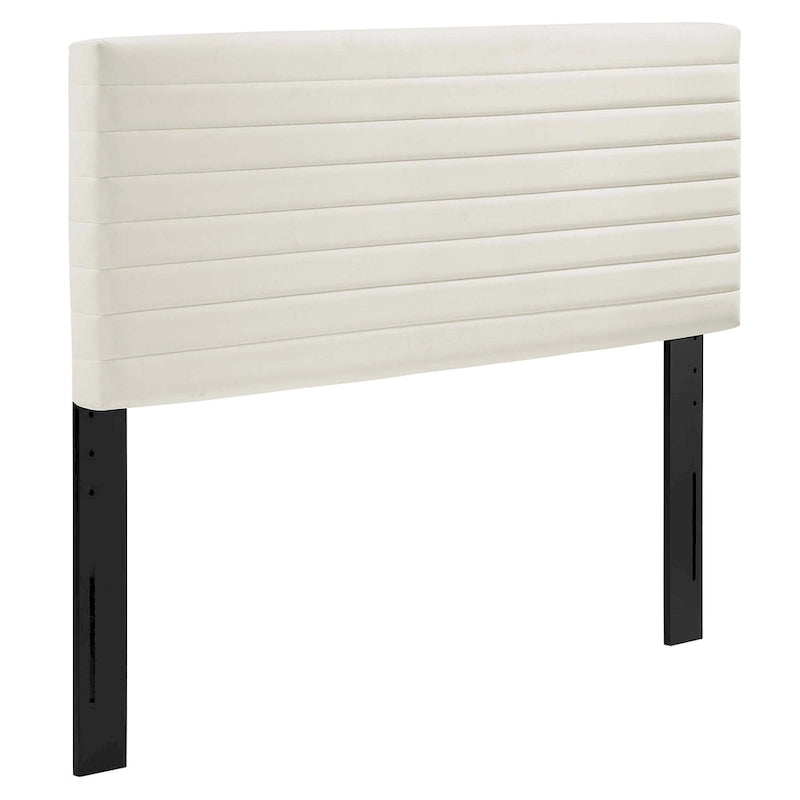 Tête de lit capitonnée en velours de performance pour lit double