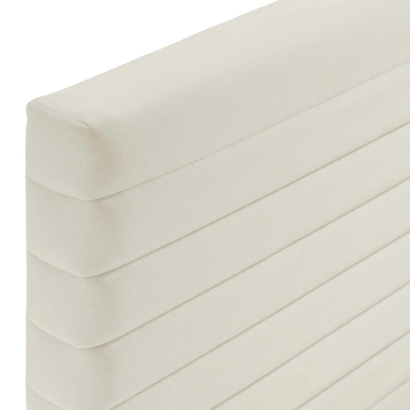 Tête de lit capitonnée en velours de performance pour lit double