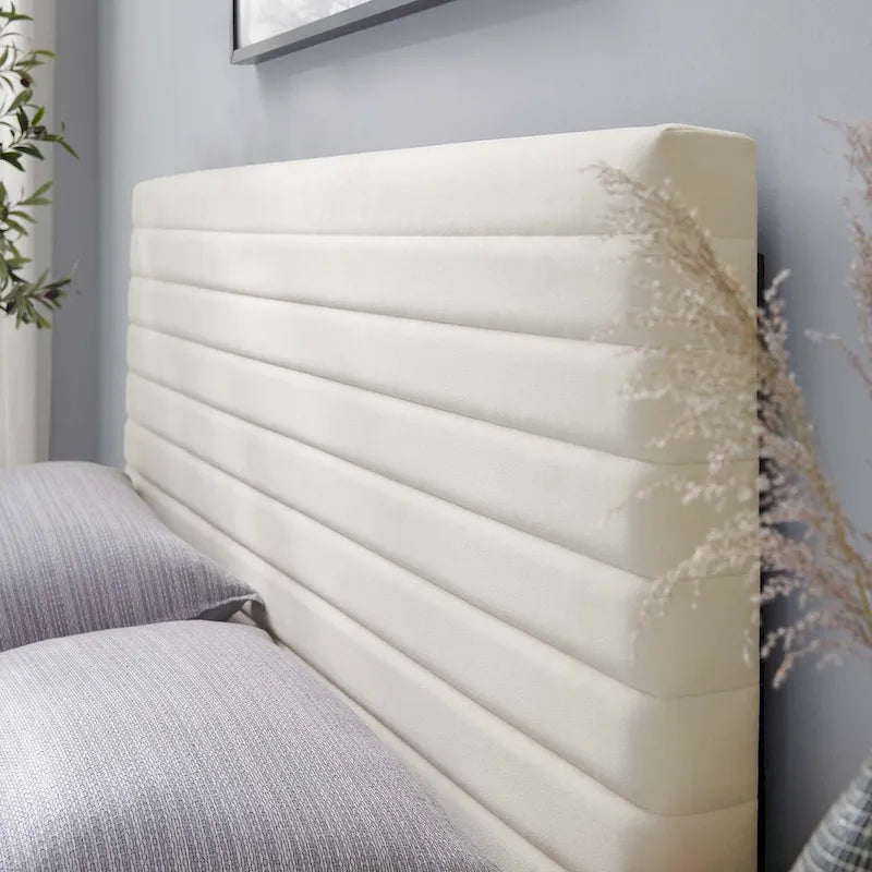 Tête de lit capitonnée en velours de performance pour lit double