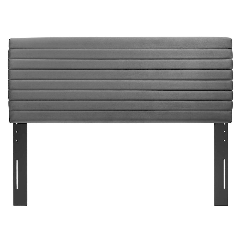 Tête de lit capitonnée en velours de performance pour lit double