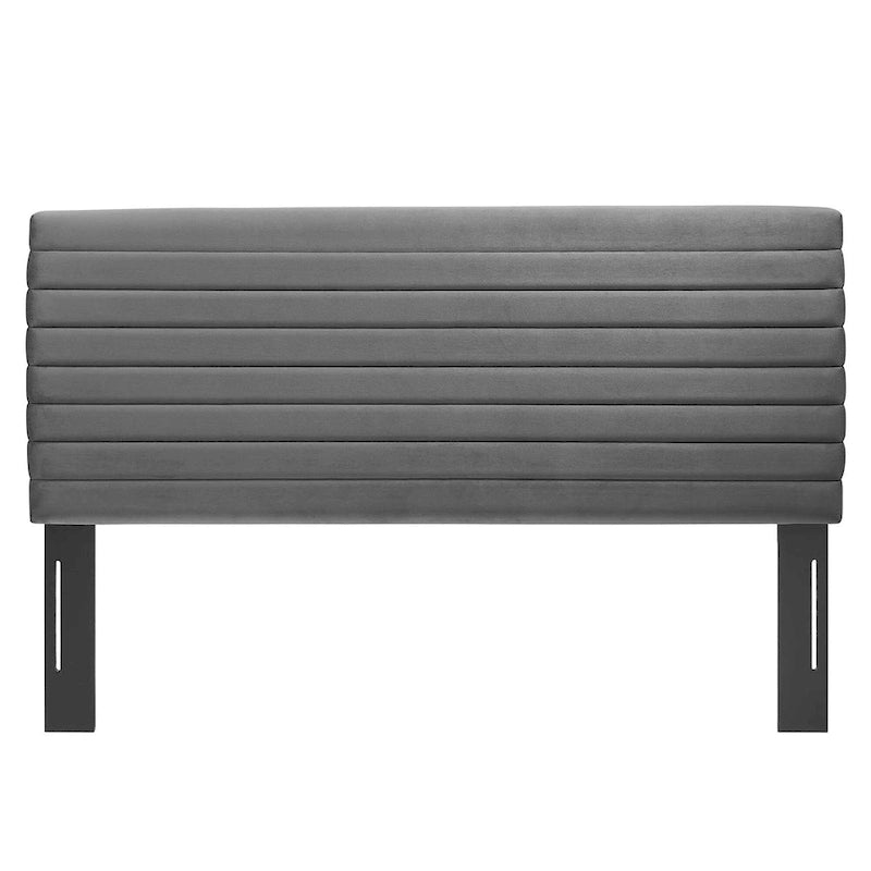 Tête de lit capitonnée en velours de performance pour lit double
