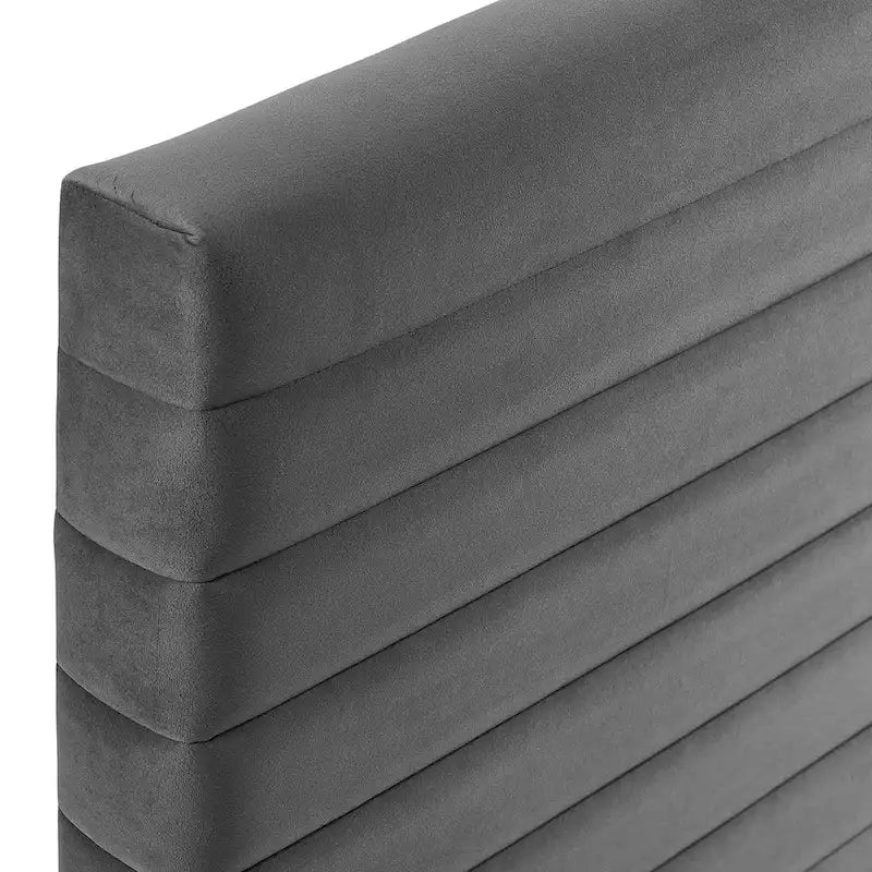 Tête de lit capitonnée en velours de performance pour lit double