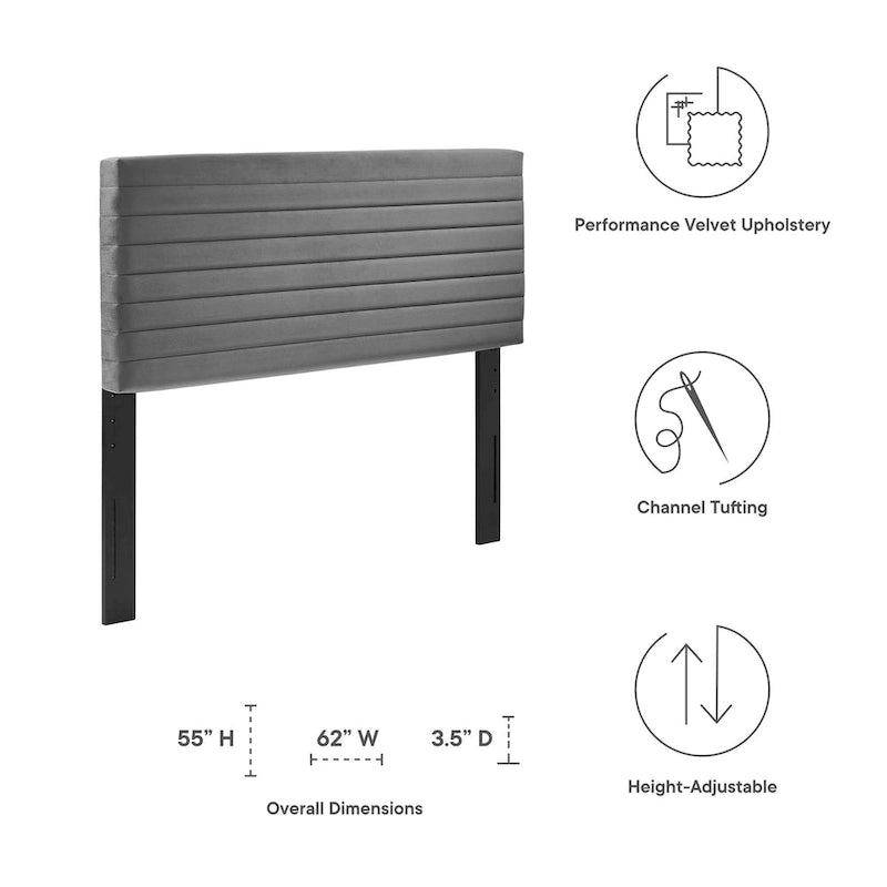 Tête de lit capitonnée en velours de performance pour lit double