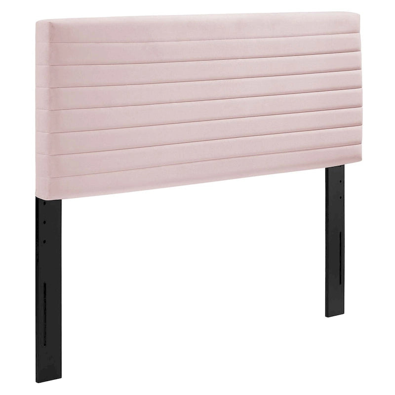 Tête de lit capitonnée en velours de performance pour lit double