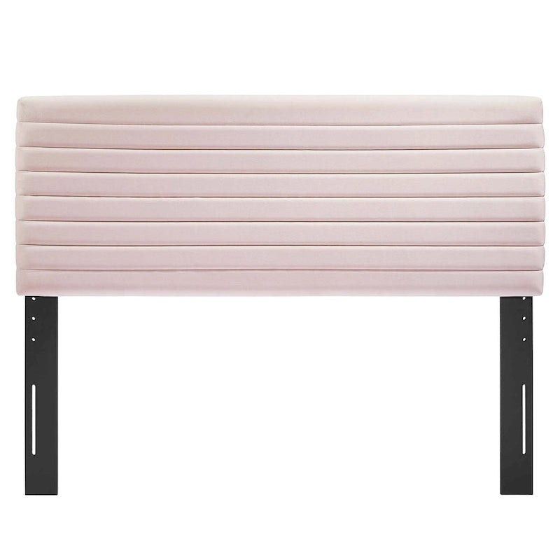 Tête de lit capitonnée en velours de performance pour lit double