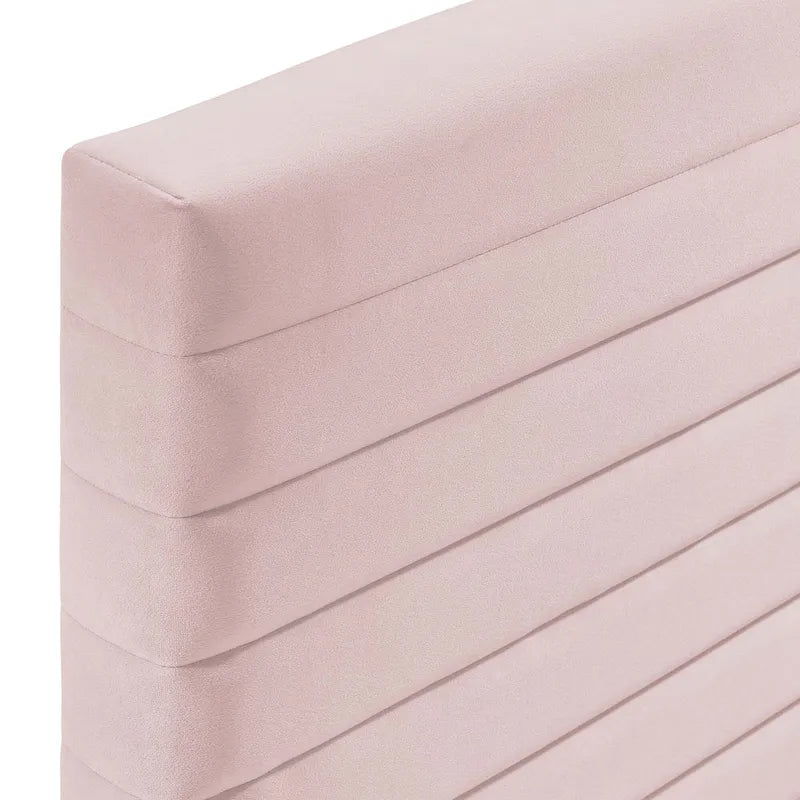 Tête de lit capitonnée en velours de performance pour lit double