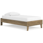Lit plateforme miel brun – Bois composite avec finition grain de noyer