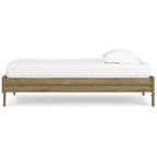 Lit plateforme miel brun – Bois composite avec finition grain de noyer
